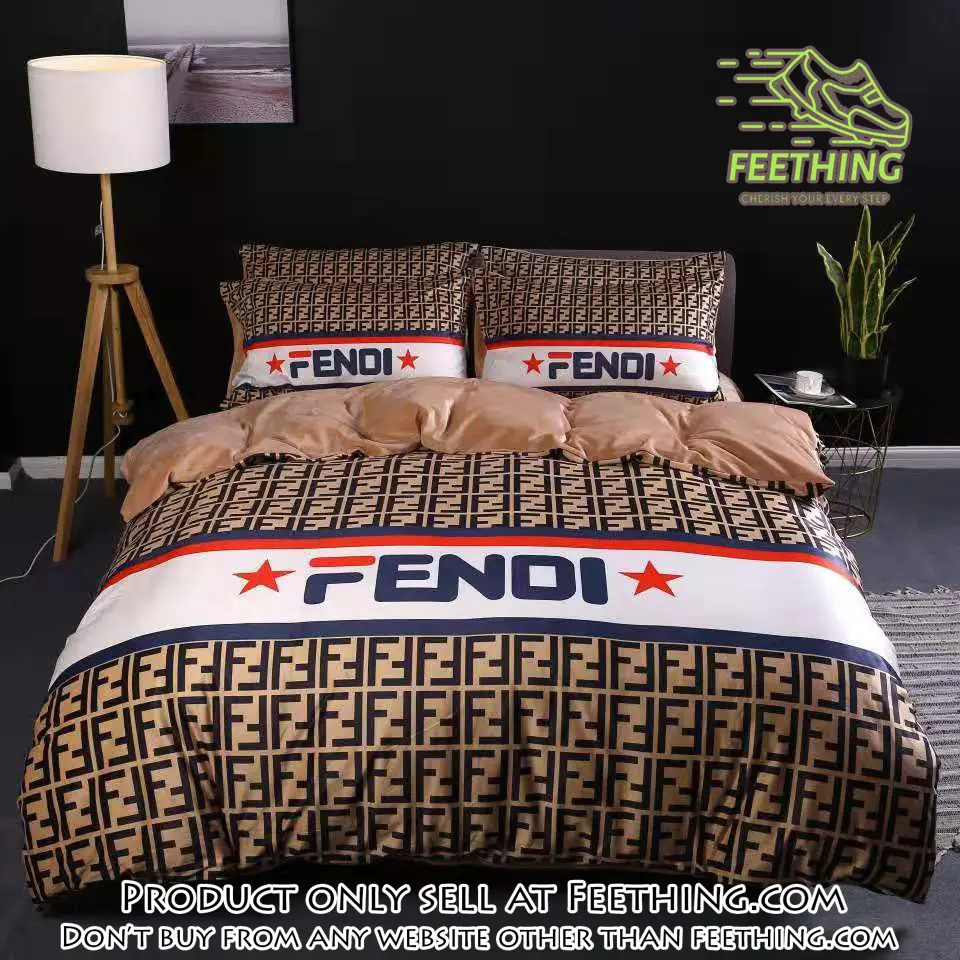 Fendi luxury logo fashion brand premium bedding set home decor hqn ft3420892